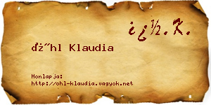 Öhl Klaudia névjegykártya
